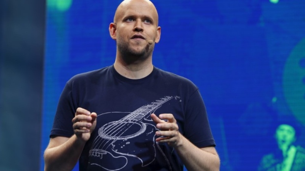 Spotify CEO Daniel Ek speaks during a press event in New York May 20, 2015. 