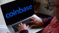 The Coinbase logo on a laptop computer arranged in Hastings-on-Hudson, New York, U.S., on Tuesday, Jan. 5, 2021. Photographer: Tiffany Hagler-Geard/Bloomberg