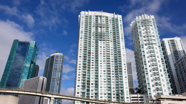 Residential buildings in the Brickell neighborhood of Miami, Florida, US, on Thursday, Nov. 16, 2023. Floridians aren’t seeing the let-up in price pressures that other Americans are, as an influx of newcomers is driving up housing costs and fueling a booming economy. Photographer: Eva Marie Uzcategui/Bloomberg