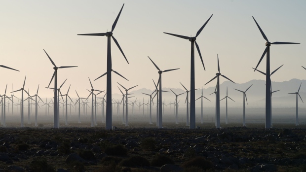 Wind turbines at a NextEra Energy wind farm in Whitewater, California.