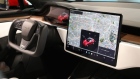 A touch screen inside a Tesla Inc. Model S electric vehicle displayed at a Tesla Motors Japan store in Tokyo, Japan, on Friday, Aug. 18, 2023. Chief Executive Officer Elon Musk has arrived in Japan for his first known visit in nine years. Photographer: Shoko Takayasu/Bloomberg