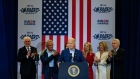 US President Joe Biden speaks during a campaign event with members of the Kennedy family in Philadelphia on April 18.