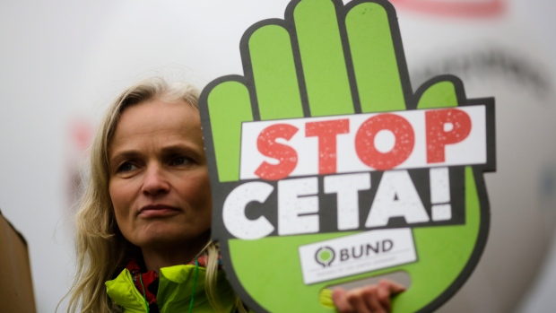 A CETA protester in Berlin