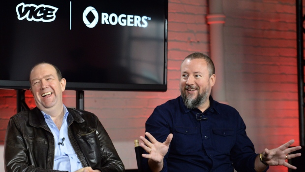 Vice co-founder and CEO Shane Smith (right) with Guy Laurence in October 2014