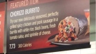 Chipotle's Chorizo Burrito on a restaurant menu