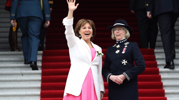 British Columbia's Lieutenant Governor Judith Guichon, right, and Premier Christy Clark