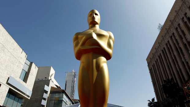 This shows an Oscar statue on the red carpet before the 84th Academy Awards in Los Angeles.