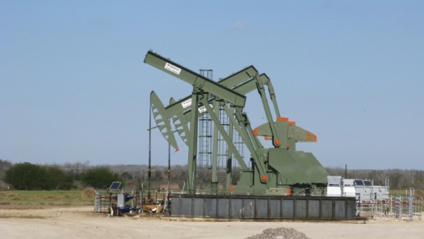 A pump jack stands idle in Dewitt County, Texas