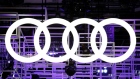An Audi car logo is seen on media day at the Paris auto show, in Paris, France, September 29, 2016