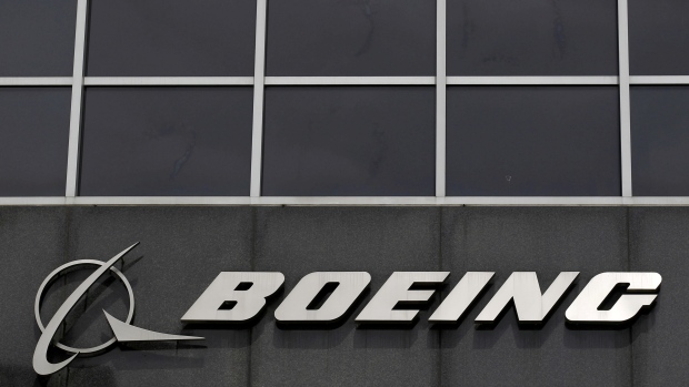 The Boeing logo is seen at their headquarters in Chicago, April 24, 2013. 