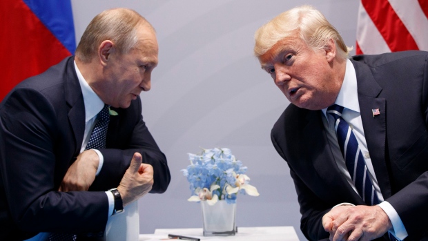 U.S. President Donald Trump meets with Russian President Vladimir Putin at the G-20 Summit, Friday, 