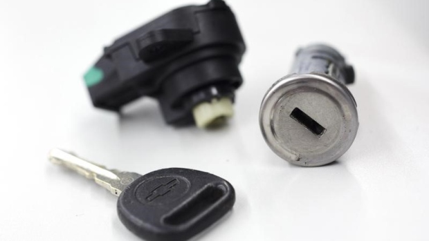 A recalled Chevy Cobalt ignition switch is seen at Raymond Chevrolet in Antioch, Illinois