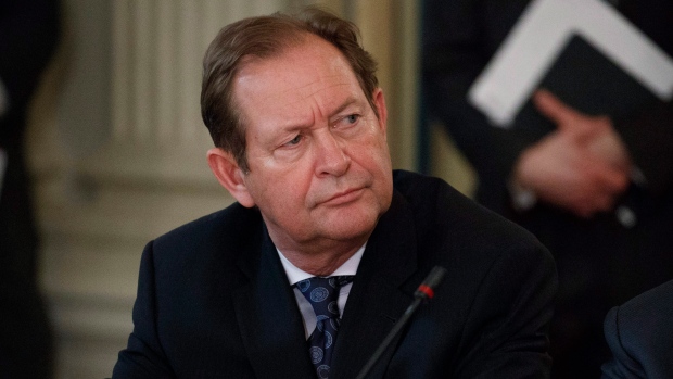 3M CEO Inge Thulin listens during a meeting of President Donald Trump's manufacturing council