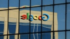 The Google logo is shown reflected on an adjacent office building in Irvine, California, U.S. 