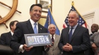 Nevada Governor Brian Sandoval and Tesla Vice President of Business Development Diarmuid O'Connell