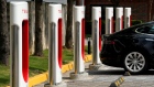 Tesla Supercharger stations are seen in Taipei, Taiwan