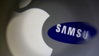 A Samsung logo and a logo of Apple are seen in this September 23, 2014 illustration photo