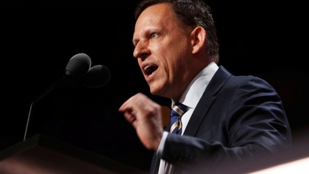 Paypal co-founder Peter Thiel speaks at the Republican National Convention in Cleveland, Ohio