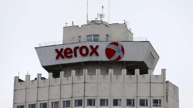 The logo of Xerox company is seen on a building in Minsk, Belarus, March 21, 2016