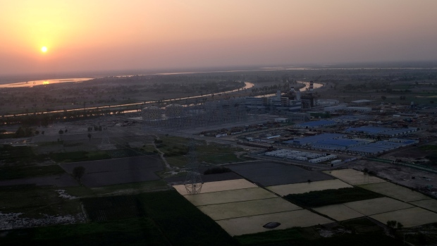 An aerial view of the Haveli Bahadur Shah LNG power plant in Jhang, Pakistan July 7, 2017
