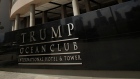 The main entrance to the Trump Ocean Club International Hotel and Tower in Panama City
