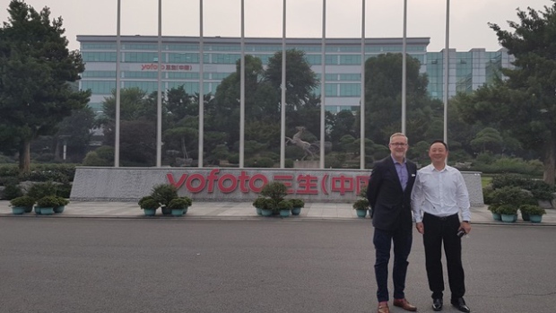 RepliCel CEO Lee Buckler and YOFOTO Chairman Mr. Huang Jin Bao outside YOFOTO headquarters