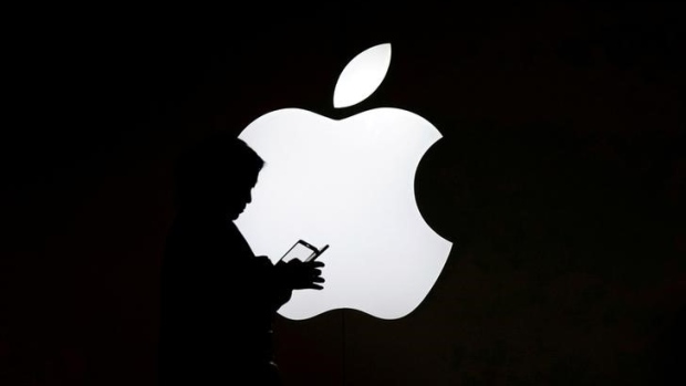 Apple store Shanghai China woman's silhouette